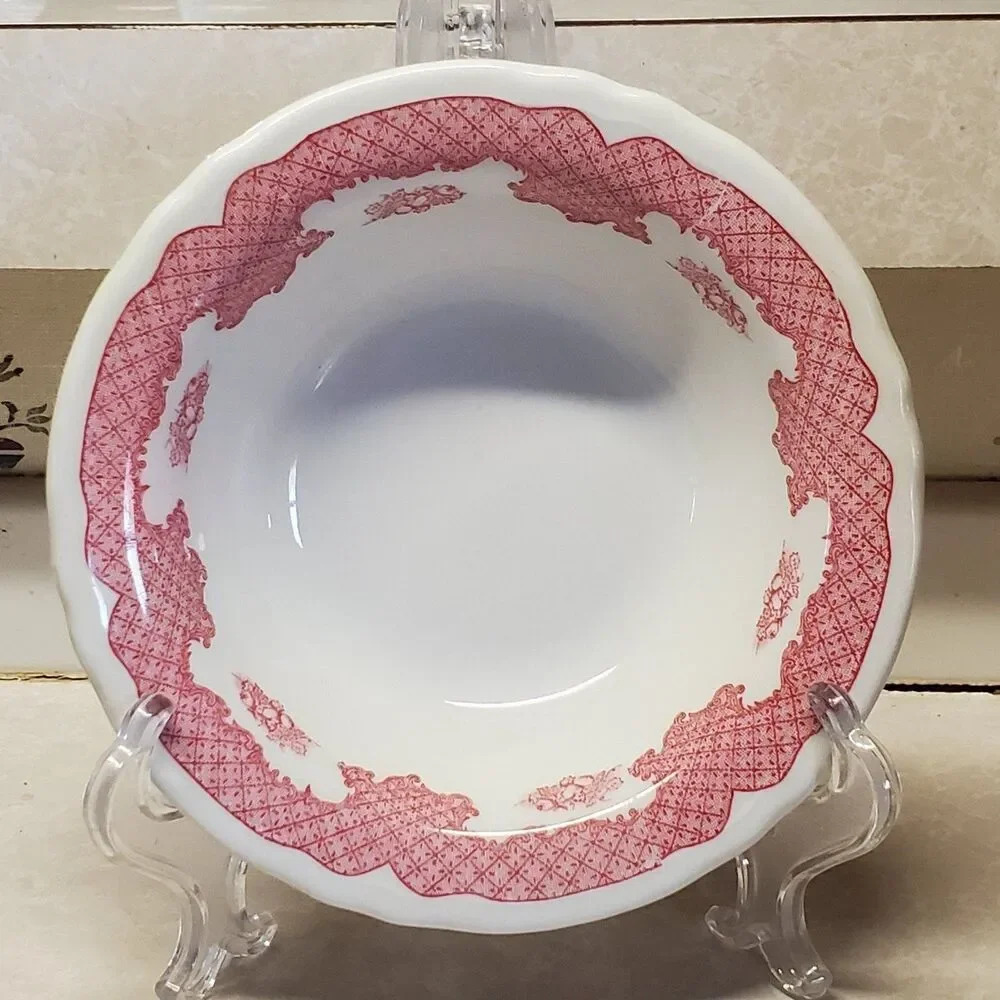 Shenango Red Lattice & Fruit Restaurant Ware Berry Bowl Sho14 6 inches